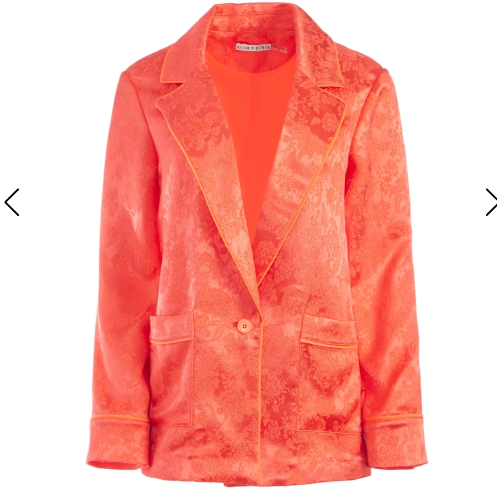 BNWT Alice+Olivia Orange Jacquard Women's Blazer